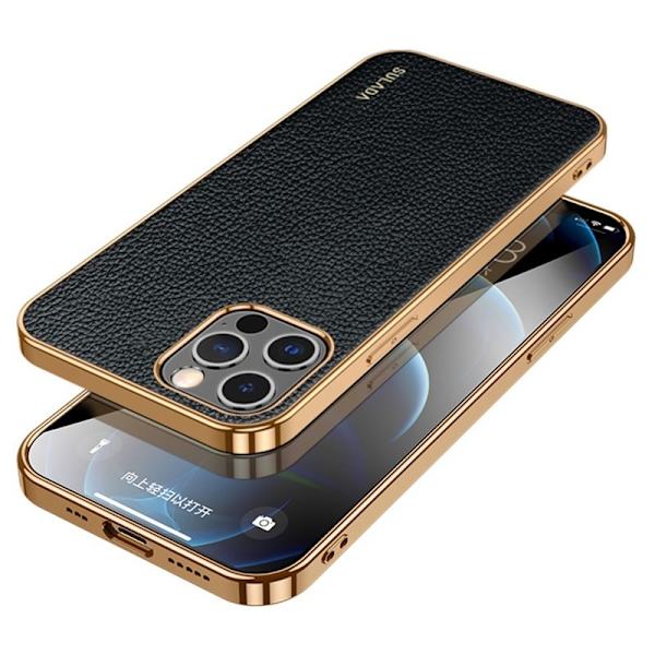 SULADA Mobilskal till iPhone 14 Pro Electroplating PU Läder Svart