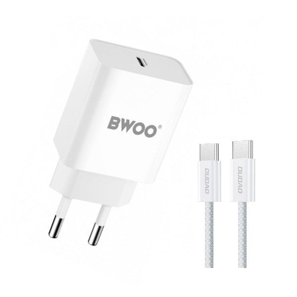 iPhone 15 Plus Oplader - 2M Kabel & Vægoplader 20W - Dudao