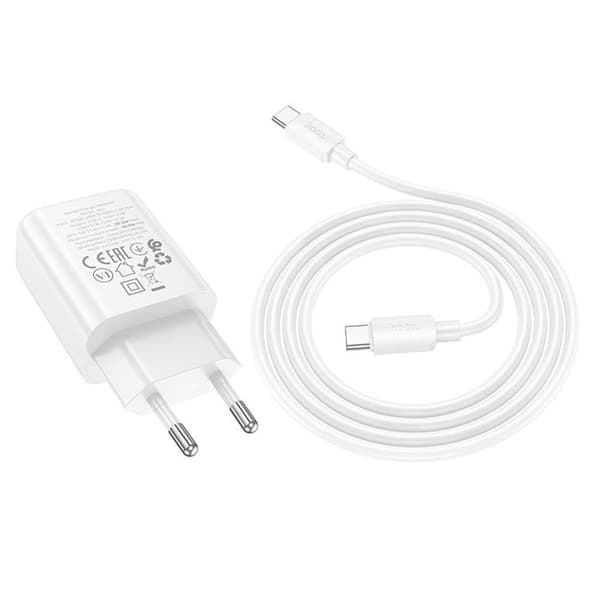 HOCO Hurtigoplader USB-C 30W USB-C/USB-C Kabel N62 PD QC - Hvid Vit