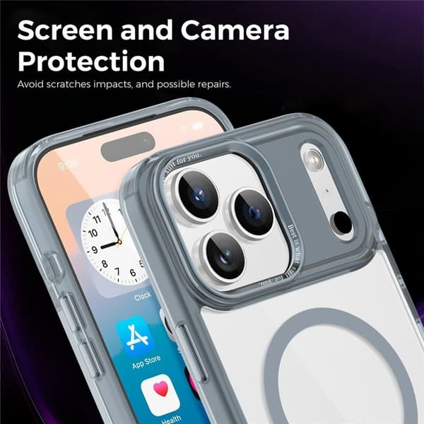 Mobilskal till iPhone 17 Pro MagSafe Transparent TPU+PC - Titangrå Grå