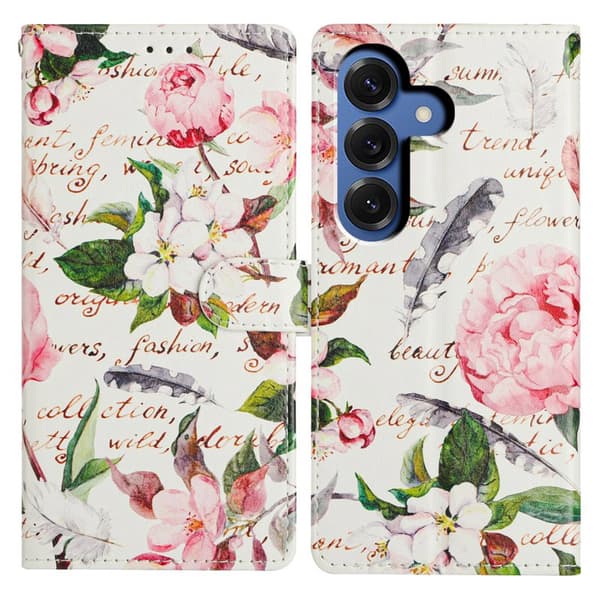 Plånboksfodral för Samsung Galaxy S26 Plus Mönstertryck Ställ - Grön Blommor