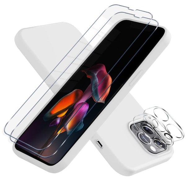 iPhone 13 Pro Max [5-PACK] 1 X Skal, 2 X Kameralinsskydd, 2 X Hä Vit