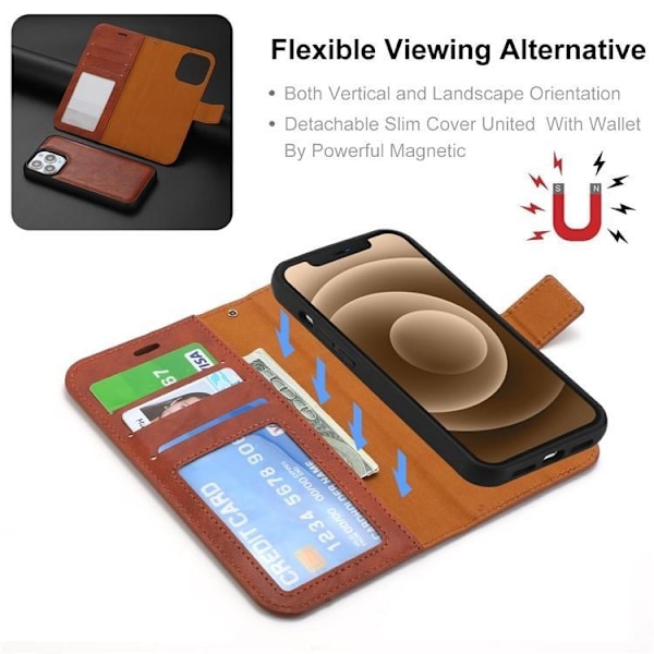 iPhone 15 Plus Plånboksfodral 2-in-1 Detachable - Brun