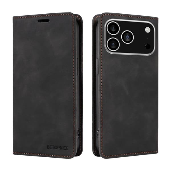 BETOPNICE iPhone 17 Pro Plånboksfodral Konstläder - Svart Svart