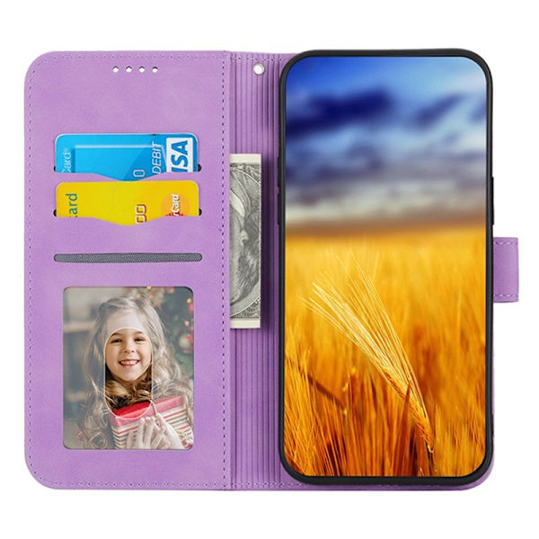 DIERFENG DF-03 Plånboksfodral i Konstläder för iPhone 15 - Lila