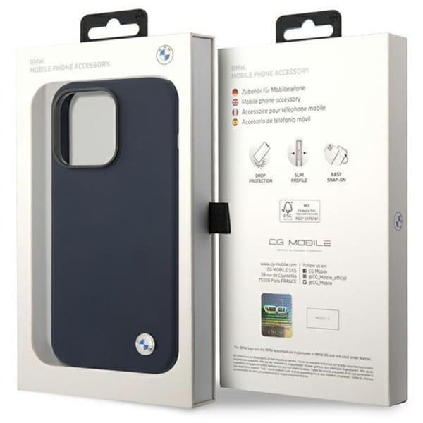 BMW Mobilskal till iPhone 14 Pro Max Magsafe Silicone Metal Logo -Navy Blå