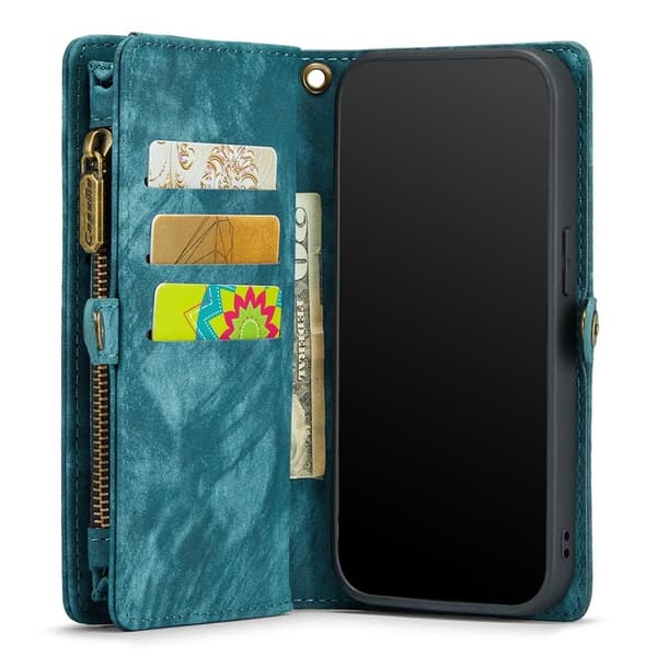 CASEME 008 Series Konstläder 2-i-1 Plånboksfodral iPhone 11 Pro Blå