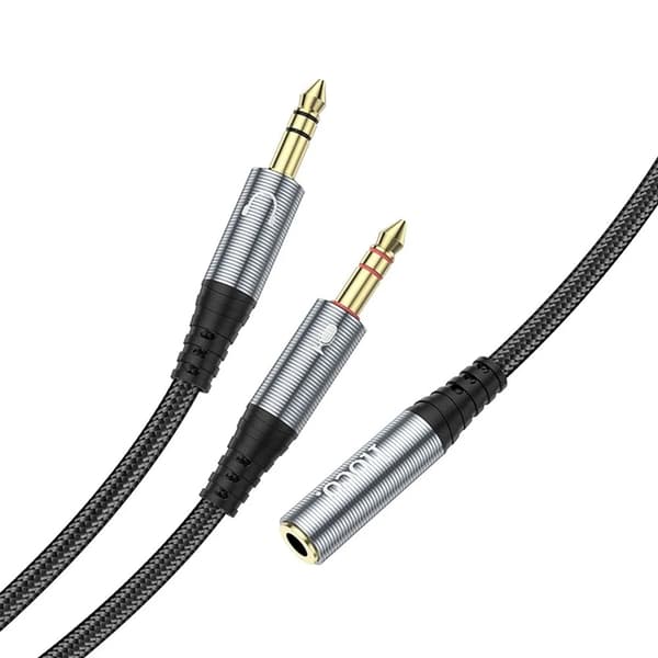[2in1] Hoco AUX Jack til 2x Jack Kabel 0.25m - Metal Grå Grå