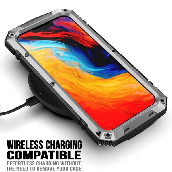 R-JUST Mobilskal till iPhone 14 Shockproof Hybrid Silver med Skärmskydd