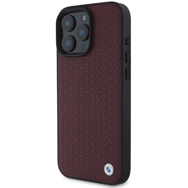 BMW telefontaske til iPhone 16 Pro Max MagSafe Diamond Metal Logo - Rød Röd