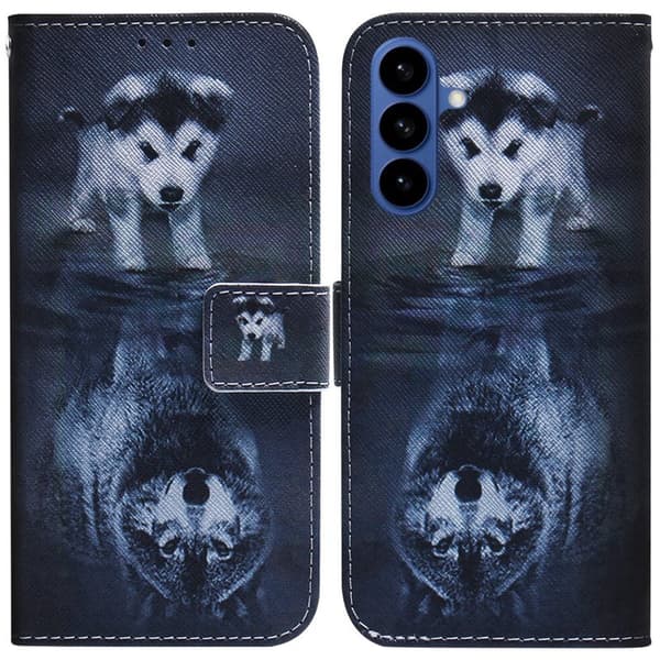 Plånboksfodral för Samsung Galaxy S26 Plus Mönstertryck Konstläder Hund och Varg