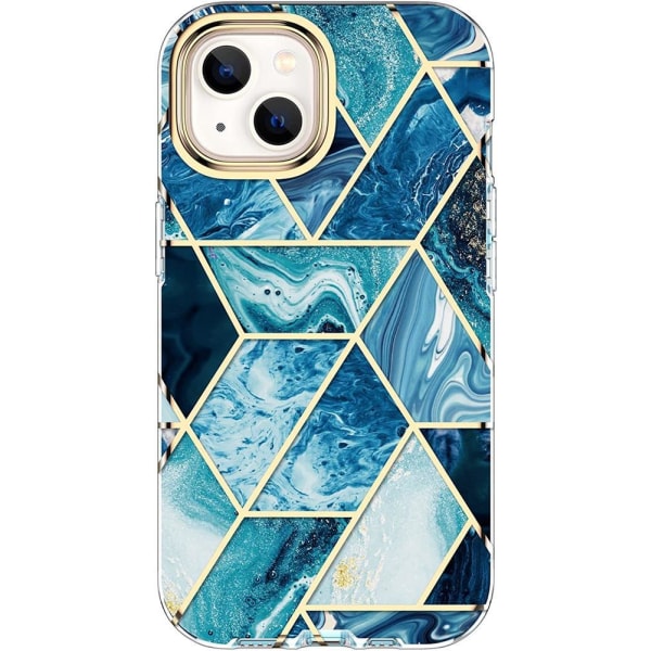 Marble Grid 360° Skal iPhone 13 - Blå
