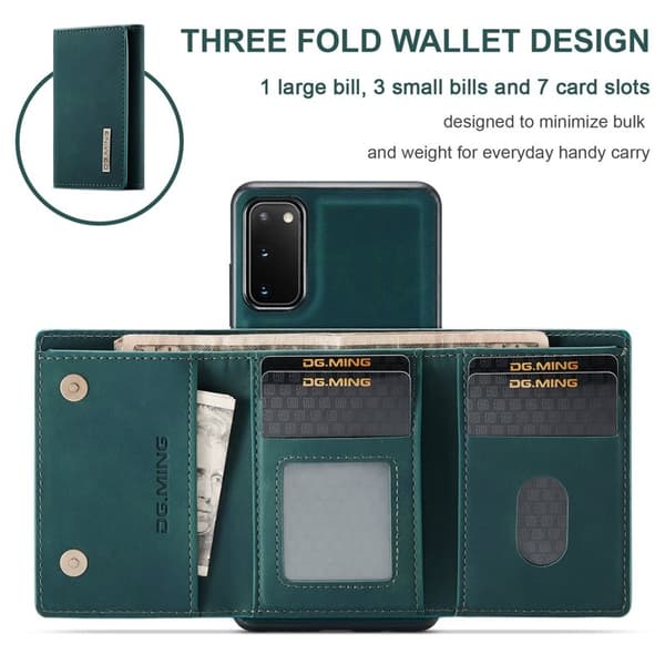 DG.MING 2-in-1 Plånboksfodral med Magnet för Samsung S20 - Grön