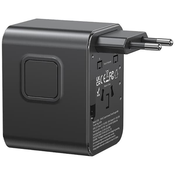 USAMS Rejseopladeradapter CC308 2xUSB-C 17W 4-i-1 US/AU/EU/UK - sort