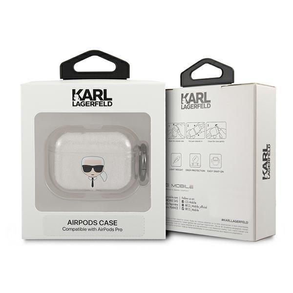 Karl Lagerfeld Glitter Karl`S Head Skal Airpods Pro - Silver Silver