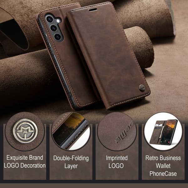 CASEME 013 Plånboksfodral till Samsung Galaxy S25+ Konstläder - Kaffe