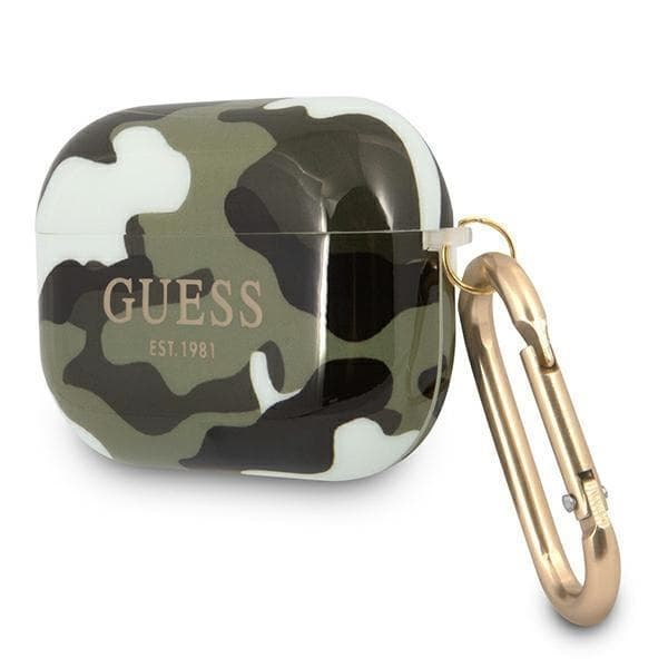 Guess Camo Collection Taske til AirPods Pro - Khaki Transparent