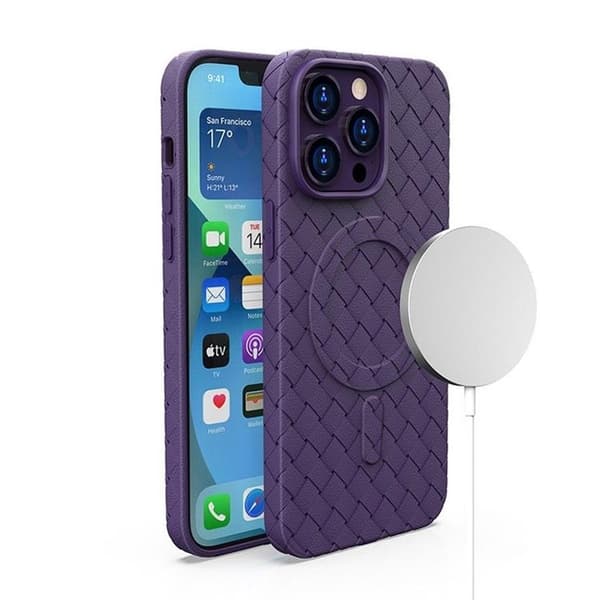 iPhone 15 Pro Max Mobilskal Magsafe Woven - Lilla Lila