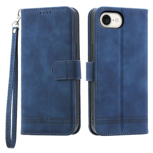 DIERFENG DF-03 iPhone 16e Plånboksfodral i Konstläder - Blå