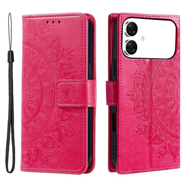 Galaxy S26 Edge Plånboksfodral Imprinted Totem Läder - Rosa Rosa