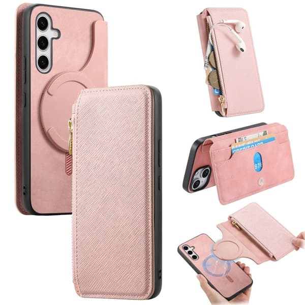 CASENEO Samsung Galaxy S25 Plånboksfodral Konstläder - Rosa