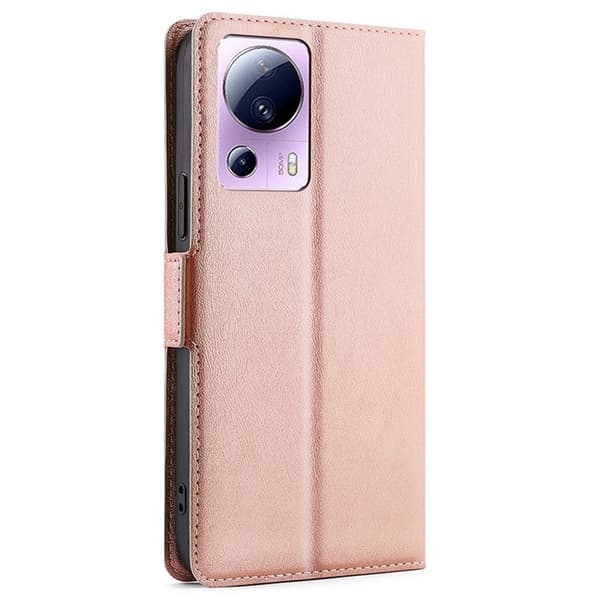 Xiaomi 13 Lite -lompakkokotelo Dual Magnetic Clasp - Rose Gold Rosa