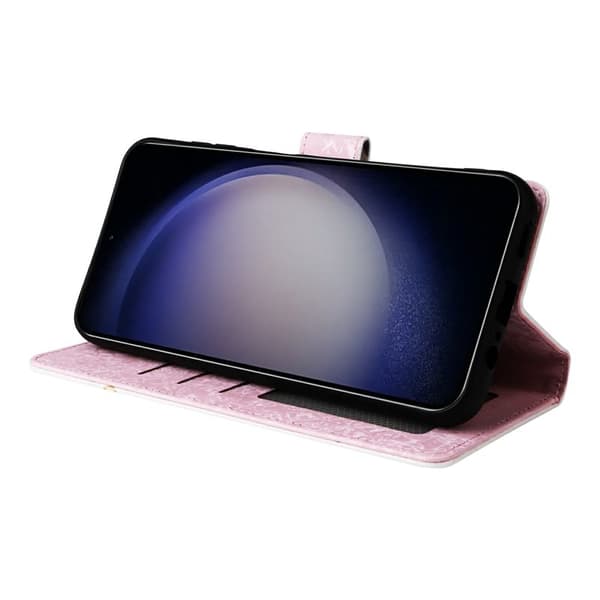 Samsung Galaxy S26 Plus Plånboksfodral RFID Skydd Konstläder - Fjäril Blomma
