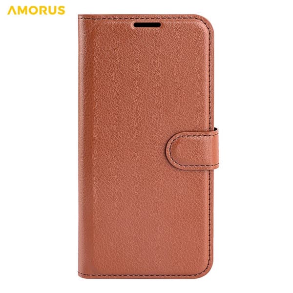 Amorus Plånboksfodral för Samsung Galaxy S26 Plus Konstläder Stativ - Brun