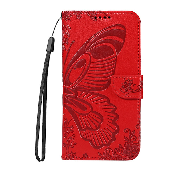 OnePlus 15 5G Plånboksfodral Butterfly Pattern Konstläder Röd