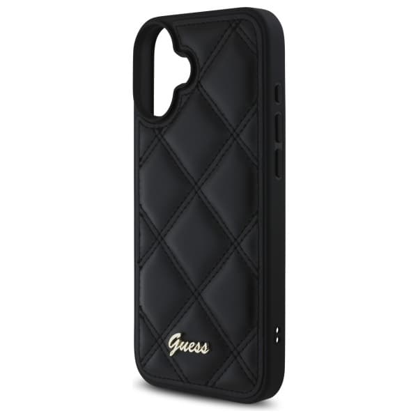 Guess Telefontaske til iPhone 16 6.1 MagSafe Quiled Metal Logo - Sort