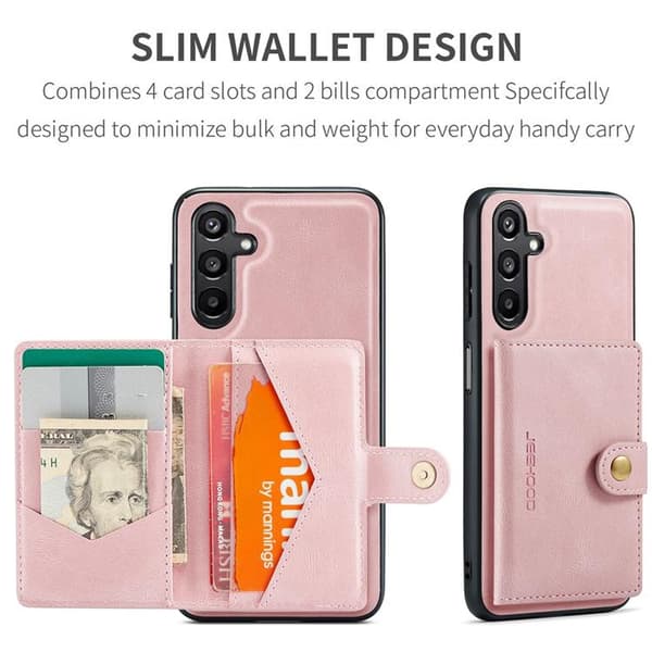 JEEHOOD Samsung Galaxy A15 4G/5G Mobilskal KonstLäder - Rosa Rosa