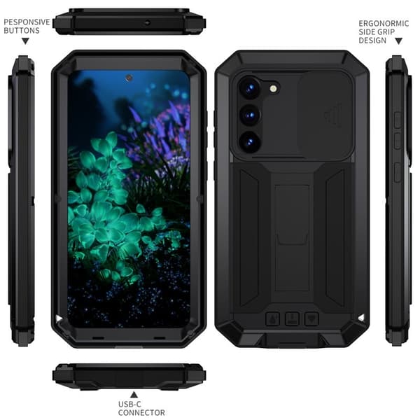 R-JUST Mobilskal till Galaxy S23+ PC+Silicone+Metal Svart