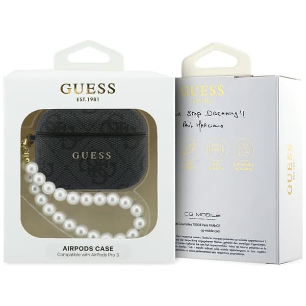 Guess AirPods Pro 3 Skal 4G Pearl Strap Svart