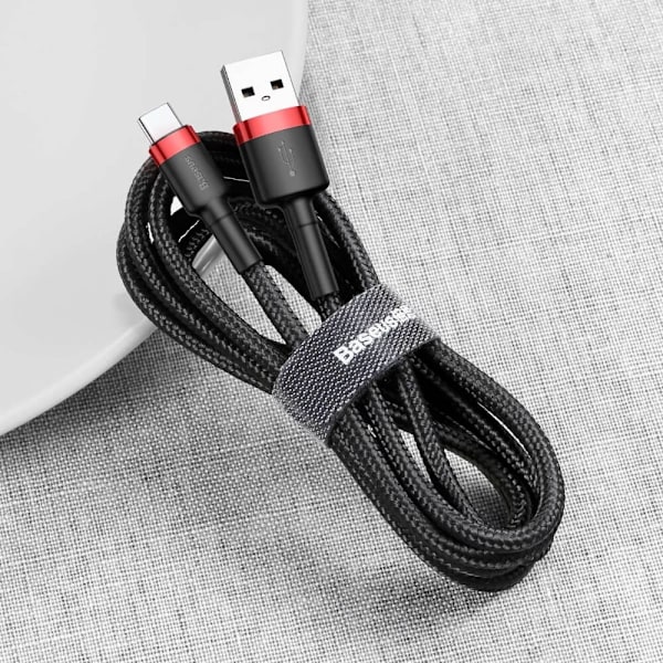 Baseus Cafule USB-C till USB-A kabel QC 3.0 3A 0,5M Svart-Röd Svart