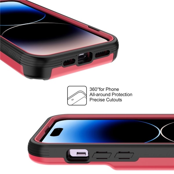 iPhone 14 Pro Skal Korthållare Mirror Kickstand - Röd