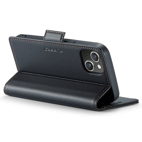 CASEME iPhone 15 Plånboksfodral Konstläder RFID-Skydd Svart