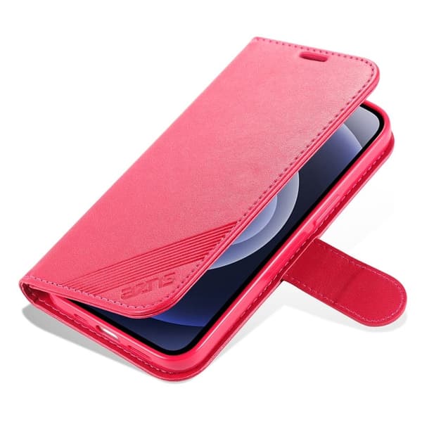 AZNS iPhone 15 Plus Plånboksfodral - Ställ Konstläder + TPU - Röd