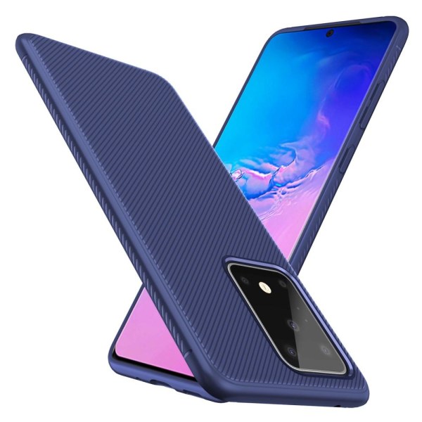 Twill Texture Flexicase Skal till Samsung Galaxy S20 Ultra - Blå Blå