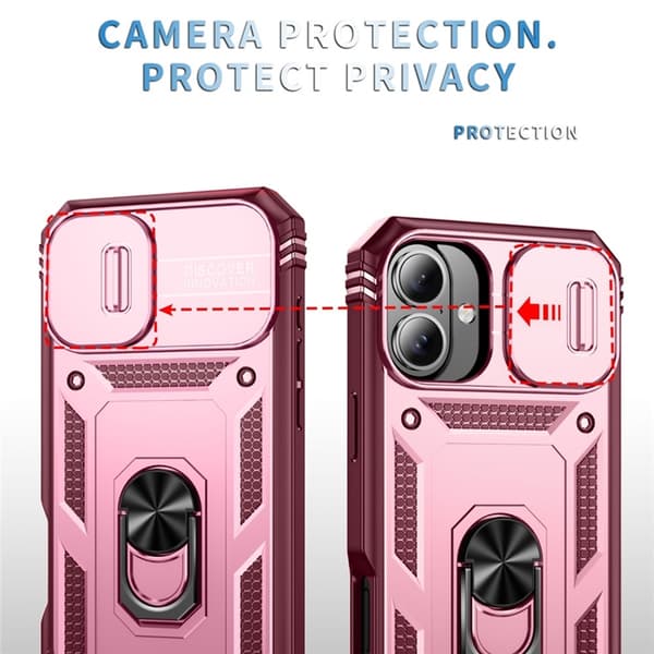 Mobilskal till iPhone 17 Slide Camshield Kickstand - Mörkröd Röd