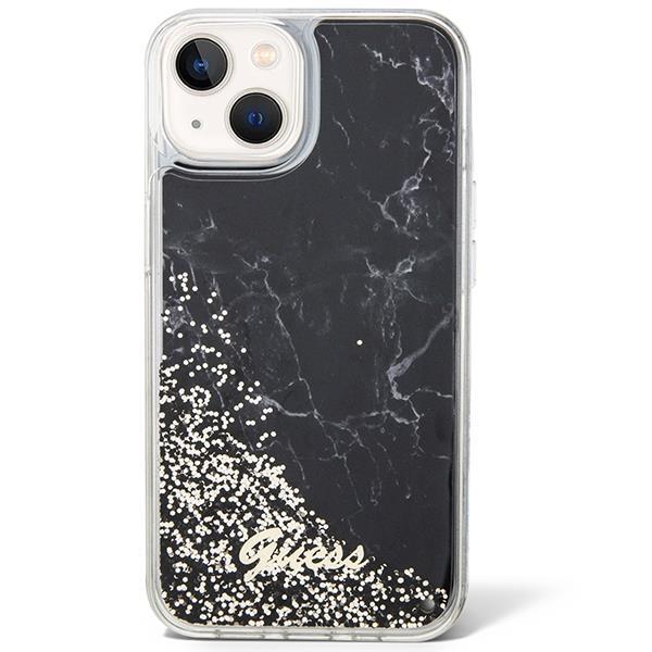 Guess iPhone 14 Mobile Case Liquid Glitter Marble - musta