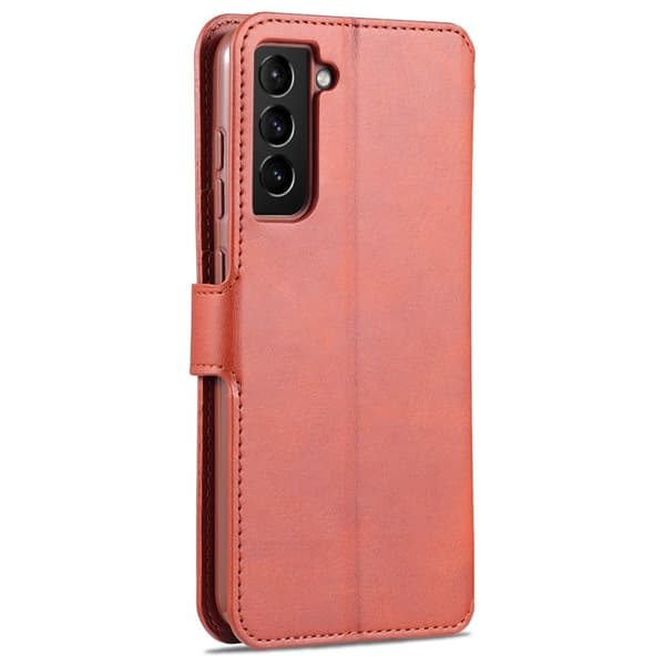 AZNS Samsung Galaxy S21 FE Plånboksfodral i Konstläder - Brun