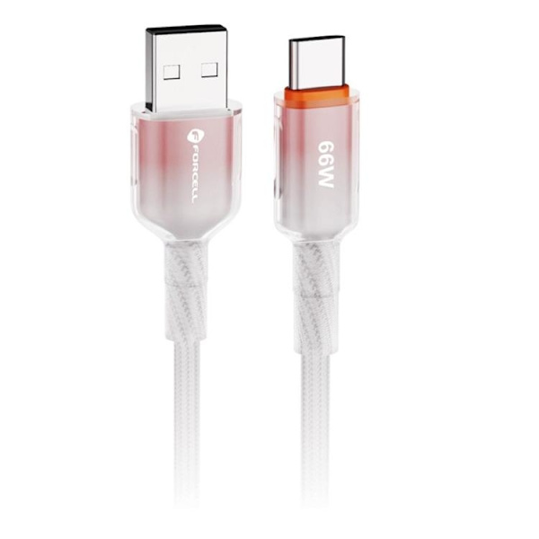 FORCELL USB-A till USB-C 66W Kabel 3A 1m QC4.0 C352 - Vit Vit