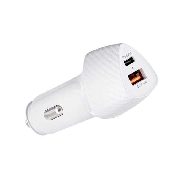 FORCELL billaddare USB-C 3.0 PD20W USB QC3.0 18W 5A vit