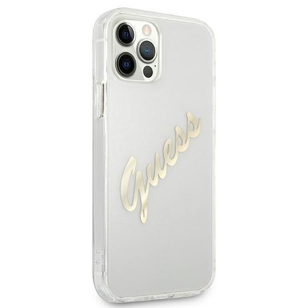 Guess Vintage Script Gold Skal iPhone 12 Pro Max - Transparent