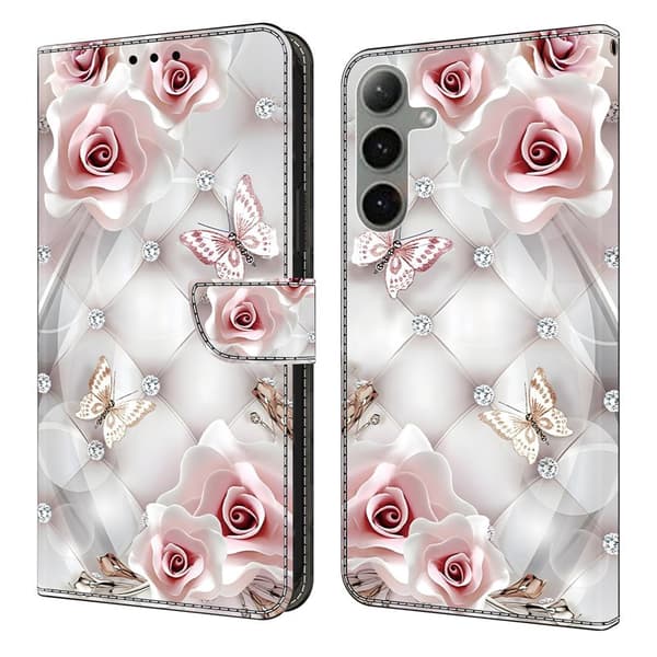 Plånboksfodral för Samsung Galaxy S26 Plus Konstläder Stativ - Rosa Fjäril