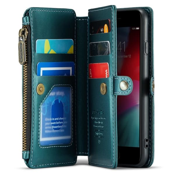 CASEME Plånboksfodral Konstläder för iPhone 6/6s/7/8/SE 2020/2022 - Grön