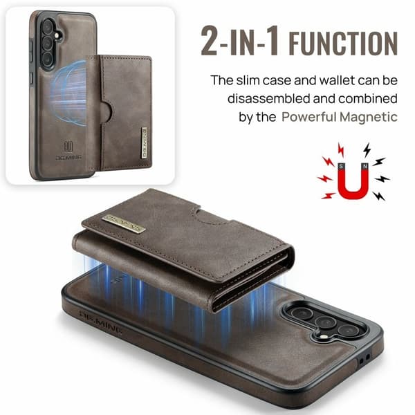 DG.MING M6 Series Konstläder Plånboksfodral för Samsung Galaxy S24+ - Brun