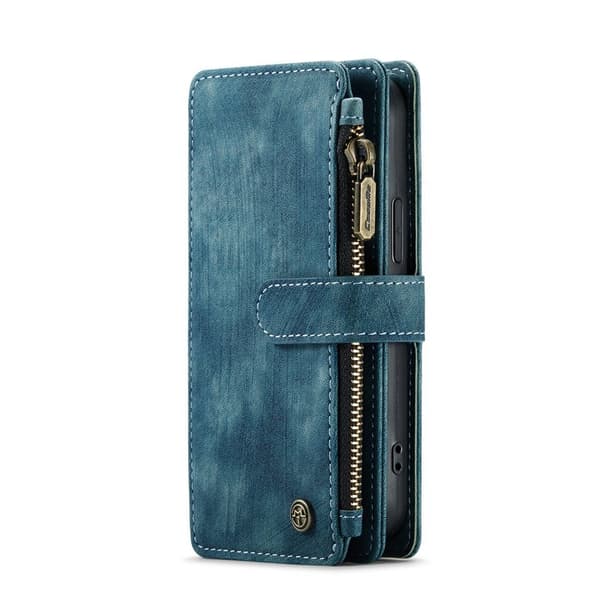 CASEME Konstläder Plånboksfodral för iPhone 12 mini med rem - Grön