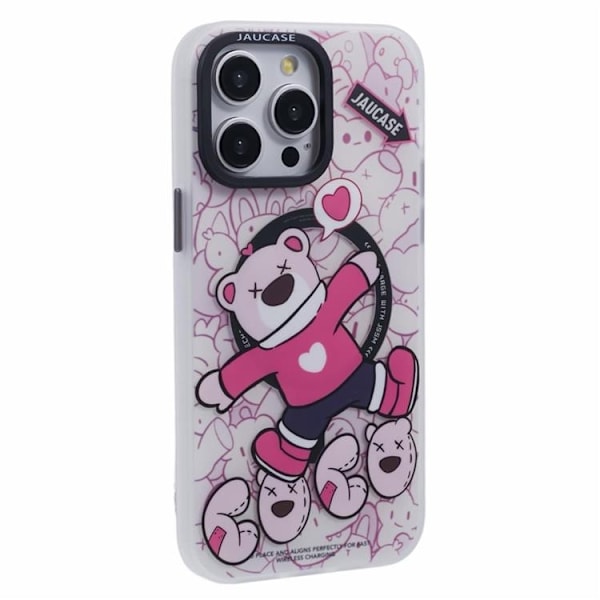 JAUCASE Mobilskal till iPhone 14 Pro Max MagSafe - Lying Bear Rosa