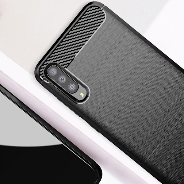 Galaxy A70/A70s Skal Forcell Carbon Mjukplast - Svart Svart
